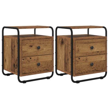 vidaXL Nachtkastje 2 st Oud hout 40 x 36,5 x 50 cm Bewerkt, Minder dan 45 cm, Verzenden, Nieuw, Minder dan 55 cm
