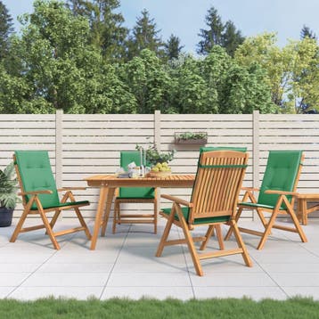 vidaXL Verstelbare klapstoelen met kussens, 4 stuks, massief, Verzenden, Nieuw, Hout