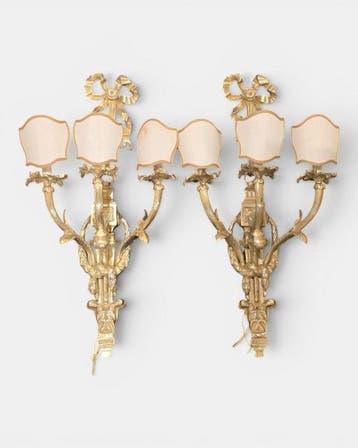 Wandkandelaar (2) - Verguld brons - groot (h. 78 cm, w. 16,5