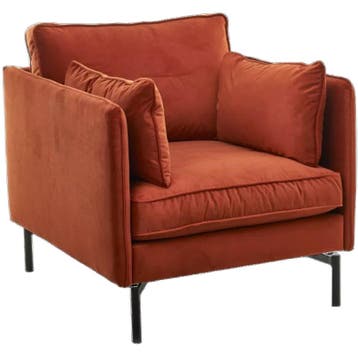 Polspotten Fauteuil Velvet Rust, Ophalen of Verzenden, Zo goed als nieuw, Hollywood Regency, 75 tot 100 cm