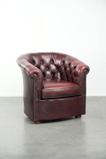 Fauteuil - Chesterfield clubfauteuil - Rundleer -, Huis en Inrichting, Nieuw