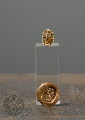 Oude Egypte, late periode Speksteen Oude steatietscarab met, Antiek en Kunst