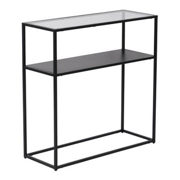 Console tafel Kuhmo sidetable glas 80x80x30 cm zwart [en.cas, Huis en Inrichting, Verzenden, Nieuw