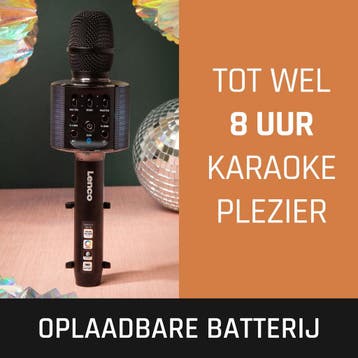 Karaoke Microfoon – met Bluetooth - Zwart – Lenco - BMC-090B, Verzenden, Zo goed als nieuw