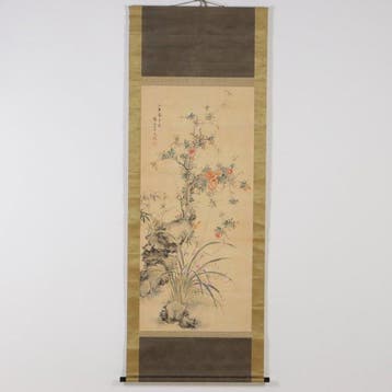 Flowering Branch, Rocks and Orchids - Yamamoto Baiitsu -