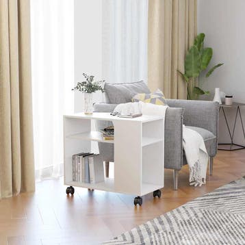 vidaXL Bijzettafel 70x35x60,5 cm bewerkt hout wit, Huis en Inrichting, Tafels | Bijzettafels, Verzenden, Nieuw, 45 tot 60 cm