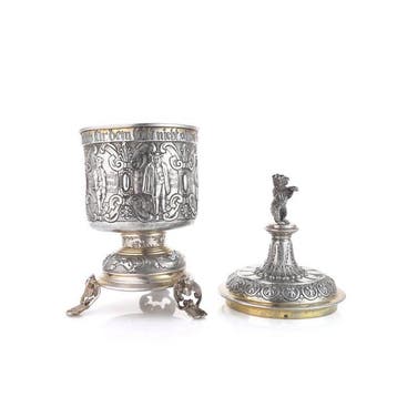 Pinakel - German Silver Figural Covered Cup with Bear