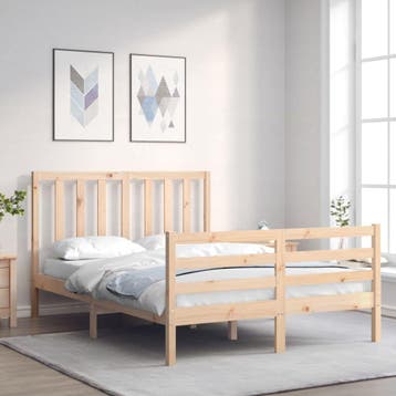vidaXL Bedframe zonder matras massief grenenhout 140x190 cm, Bruin, Verzenden, Hout, Nieuw