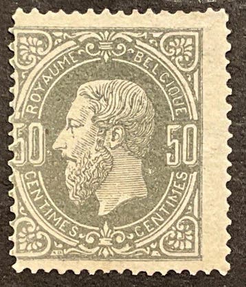 België 1869/1883 - Leopold II Uitgifte 1880 : 50c Grijs -, Gestempeld