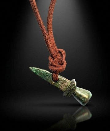 Oud-Romeins Brons Amulet, Pendant, Legionair Zwaard Amulet –