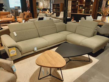 Hoekbank Alunda + relaxfunctie **SHOWROOMMODEL**, Huis en Inrichting, Nieuw, Stof
