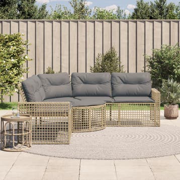vidaXL Tuinbank met kussens en voetensteun L-vormig poly, Verzenden, Nieuw
