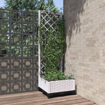 vidaXL Plantenbak met latwerk 40x40x121,5 cm polypropeen, Verzenden, Nieuw, Kunststof, Minder dan 60 cm