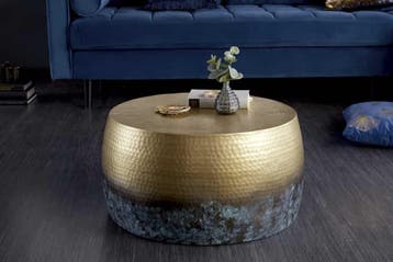 Ronde salontafel ORIENT III 60cm goud metaal met patina, Ophalen of Verzenden, Nieuw