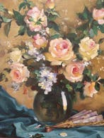 Escuela Impresionista Europea (XX) - Bodegón floral, Antiek en Kunst