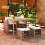 vidaXL 5-delige Tuinset met kussens poly rattan beige, Tuin en Terras, Tuinsets en Loungesets, Verzenden, Nieuw, Rotan, Tuinset