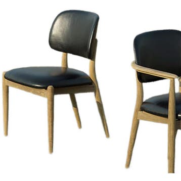 Stellar Works Slow Chair Leer Walnoot Zwart - Eetkamerstoel, Ophalen of Verzenden, Zo goed als nieuw, Zwart