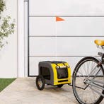 vidaXL Hondenfietstrailer oxford stof en ijzer geel en grijs, Dieren en Toebehoren, Verzenden, Nieuw