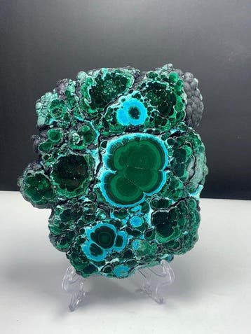 Natuurlijke malachiet met chrysocolla Slice met displaystand