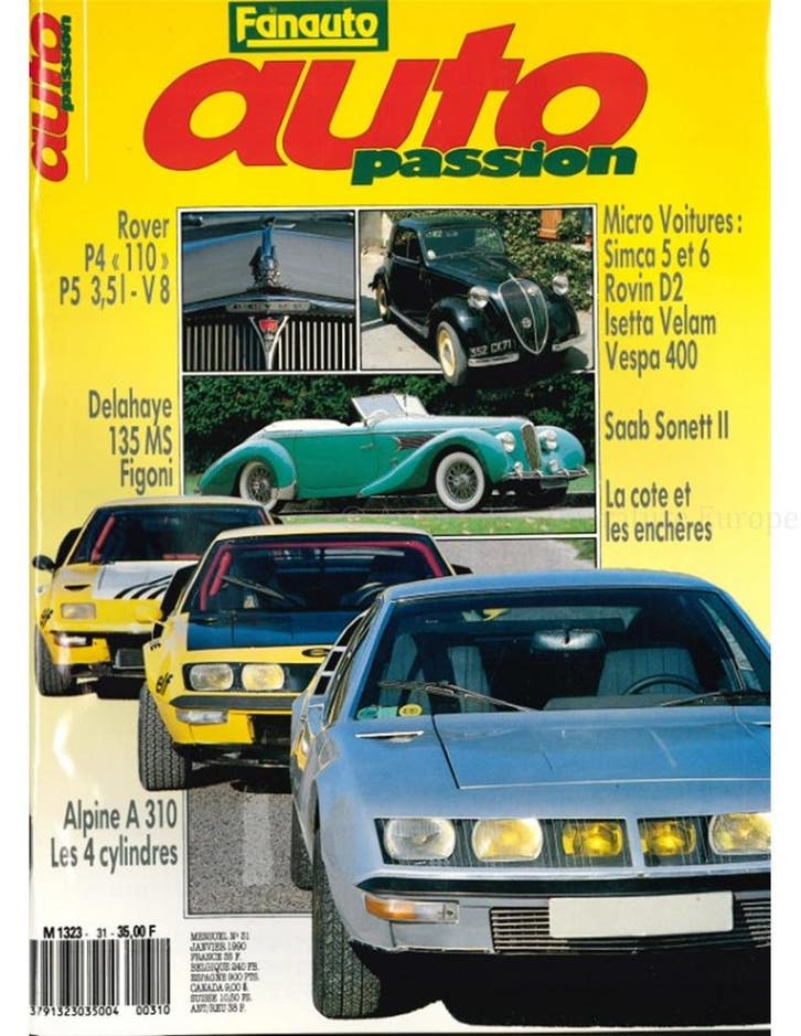 1990 AUTO PASSION TIJDSCHRIFT 31 FRANS, Boeken, Auto's | Folders en Tijdschriften