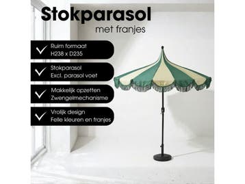 Mica Decorations Kim - Stokparasol - 238 x Ø235 cm -, Verzenden, Nieuw