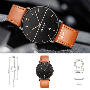 Tyme Oslo Heren Horloge 39.5mm - Zwart/Bruin - Horloges voor, Ophalen of Verzenden, Zo goed als nieuw