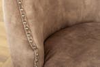 Chesterfield Stoel CASTLE DELUXE beige fluweel met, Ophalen of Verzenden, Nieuw
