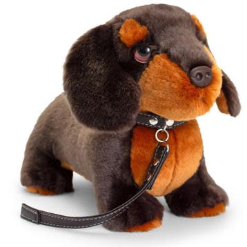 Teckel knuffel hond - pluche - met riem - 30 cm, Verzenden, Nieuw