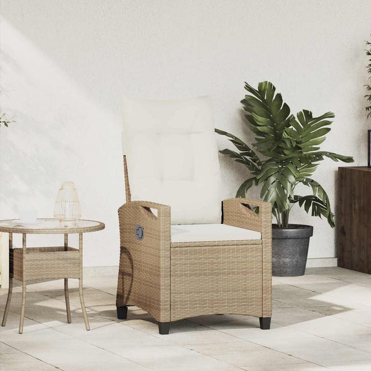 vidaXL Verstelbare tuinstoel Beige en Crème 56 x 60 x 112 cm, Tuin en Terras, Tuinstoelen, Nieuw, Rotan, Verzenden