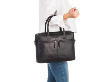 BURKELY Kiley - Laptopbag 13,3 inch - Hunter leer - Zwart, Sieraden, Tassen en Uiterlijk, Tassen | Schoudertassen, Verzenden, Zo goed als nieuw