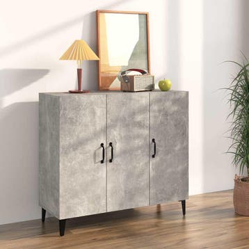 vidaXL Dressoir 90x34x80 cm bewerkt hout betongrijs, Huis en Inrichting, Verzenden, Nieuw, Overige houtsoorten, Minder dan 50 cm