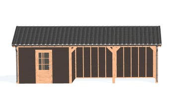 Zadeldak Overkapping met Schuur - 850 x 300cm - Bouwpakket, Nieuw