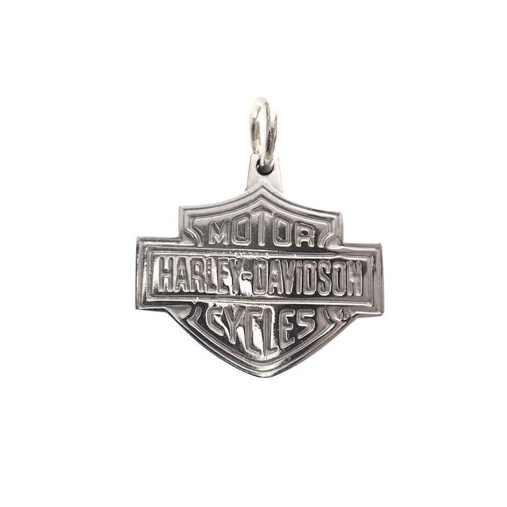 Witgouden Harley Davidson kettinghanger (Hanger of bedel), Sieraden, Tassen en Uiterlijk, Bedels, Gebruikt, Overige merken, Goud