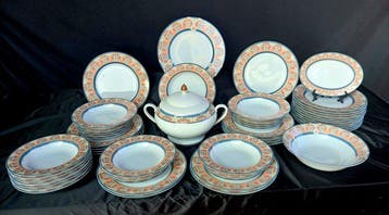 Suiko - Tafelservies voor 12 (52) - Porselein - Blauw en