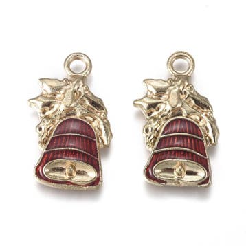 2 x Metalen bedel kerstbel 20 x 12,5 x 2,5mm, gat: 2mm go..., Ophalen of Verzenden, Nieuw, Kraal