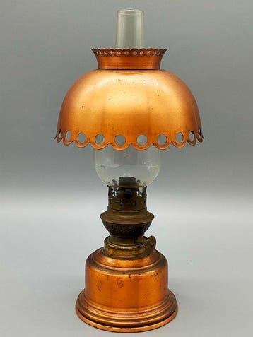 Olielamp - Antieke Kosmosbrander Petroleumlamp – koperen