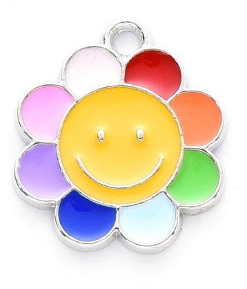 4 x Metalen bedel bloem smiley 18,5 x 16 x 1,5 mm – oogje., Ophalen of Verzenden, Nieuw, Kraal