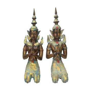 sculptuur, Vintage Teppanom - Temple guardians - 32 cm -
