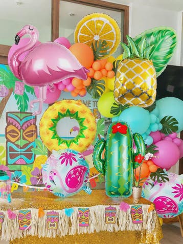 8-delige Tropische Feestballonnen Set met Flamingo, Ananas,