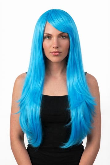 KIMU® Luxe Lange Oceaan Blauwe Pruik Zeemeermin Turquoise Me, Kleding | Dames, Ophalen of Verzenden, Nieuw, Carnaval
