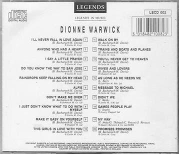 Legends In Music: Dionne Warwick 5018482100823, Verzenden, Nieuw in verpakking