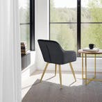 Eetkamerstoel Marilyn fluweellook, gouden poten - zwart/goud, Verzenden, Nieuw