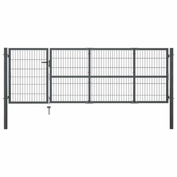 vidaXL Tuinpoort met palen staal 350x100 cm antraciet, Tuin en Terras, Tuinpoorten, Verzenden, Nieuw
