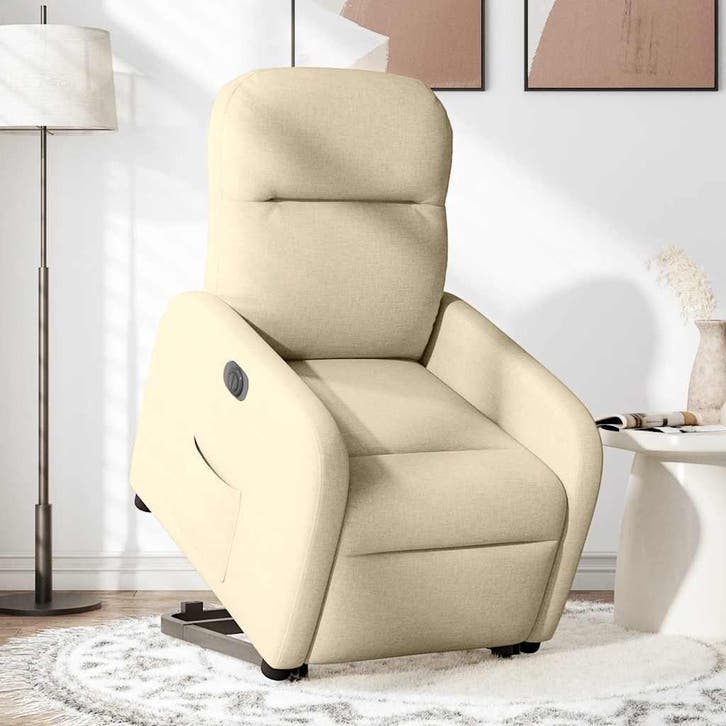 vidaXL Sta-op-stoel elektrisch verstelbaar stof crèmekleurig, Huis en Inrichting, Fauteuils, Nieuw, Verzenden