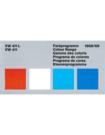 1968/69 VOLKSWAGEN 411 KLEUREN EN BEKLEDING BROCHURE, Nieuw, Volkswagen, Author