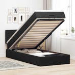 vidaXL Bed poef met matras en LEDs 80x200 cm fluweel zwart, Eenpersoons, Verzenden, Zwart, Nieuw