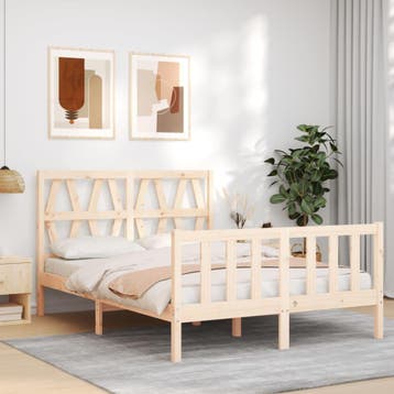vidaXL Bedframe zonder matras massief grenenhout 140x190 cm, Bruin, Verzenden, Hout, Nieuw