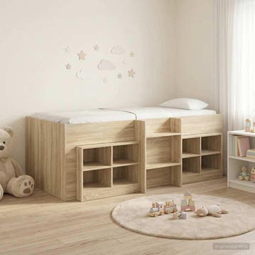 vidaXL Loft Bed Frame met Kast 3 st Sonoma Eiken Bewerkt, Verzenden, Nieuw, Bruin, Hout
