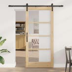 vidaXL Schuifdeur ORKDAL Natuurlijk en Zwart 93 x 202 cm, Doe-het-zelf en Verbouw, Verzenden, Nieuw