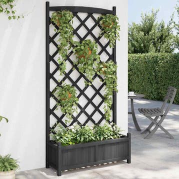 vidaXL Plantenbak met latwerk 90x35x180 cm massief vurenhout, Verzenden, Nieuw, Hout